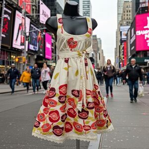 Bitten Size 8 Cotton Summer Dress Poppy Floral by Sarah Jessica Parker Low Cut